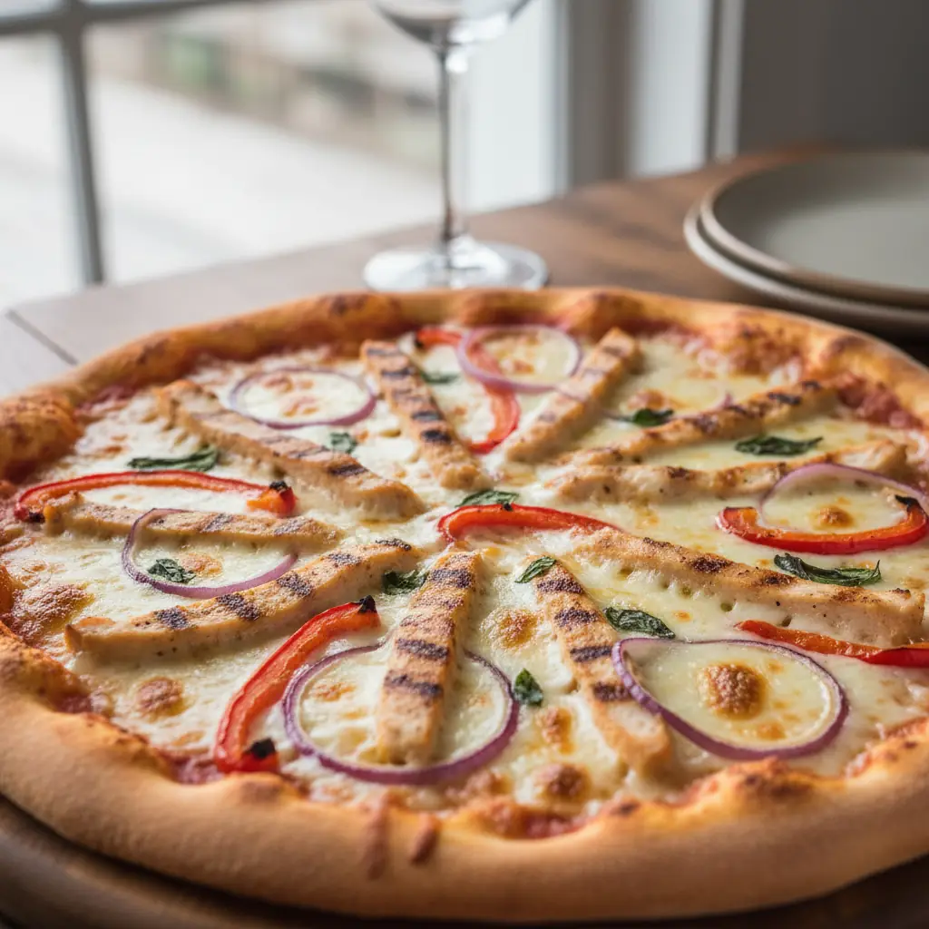 Pizza met kip en paprika