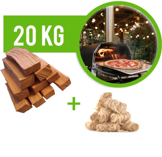 20kg Pizzahout / Ooni Eik circa 3x11cm passend multi-fuel model pizzaovens | Eik incl. aanmaakwokkels