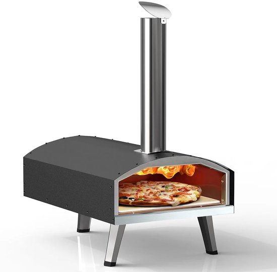 Linkforu - Buitenpizzaoven – Incl. Steengrill - Pizza in 90 Seconden - Draait 360 Graden - Incl. Pizzaspatels en Pizzamessen
