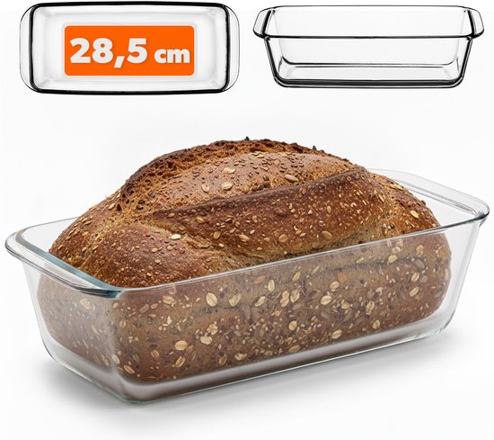 KADAX Bakvorm van glas, transparante cakevorm, robuuste taartvorm met dikke bodem, ovenschaal geschikt voor elektrische en gasfornuizen, bakvorm voor pizza (lengte 28 cm)