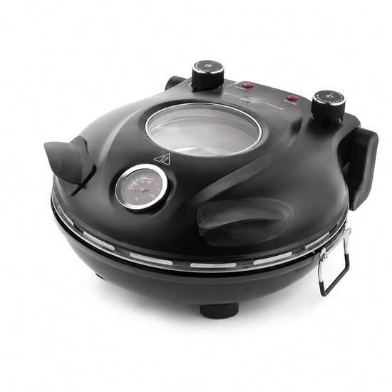 Velmio Pizzamaker - Pizzaoven - Elektrische Pizzamaker - 420℃ - 1200 Watt - 32cm - Vlambestendige Steenplaat - Zwart