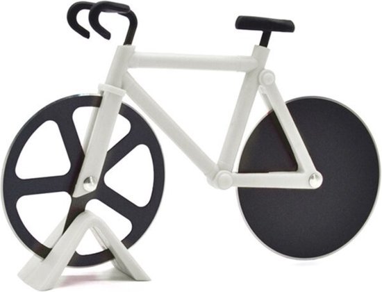 HMerch™ Pizzasnijder Fiets - Wit - Pizzaroller - Racefiets - Pizza Snijder / Mes - Kerstcadeau / Sinterklaascadeau