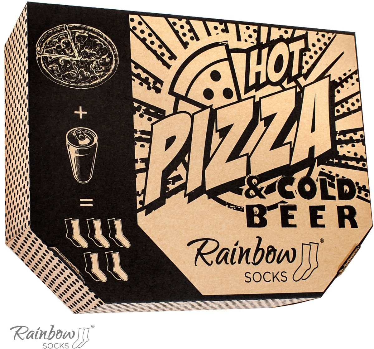Rainbow Socks - Pizza en Bier Sokken Set - Cadeau - Herensokken
