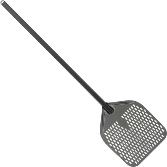 HCB® - Professionele antikleef Pizzaschep - Ø30 cm x 120 cm - Pizza schep van geperforeerd geanodiseerd aluminium - Lichte Pizzaspatel - Draaischep voor pizzaoven en bbq - 0.80 kg - 2261