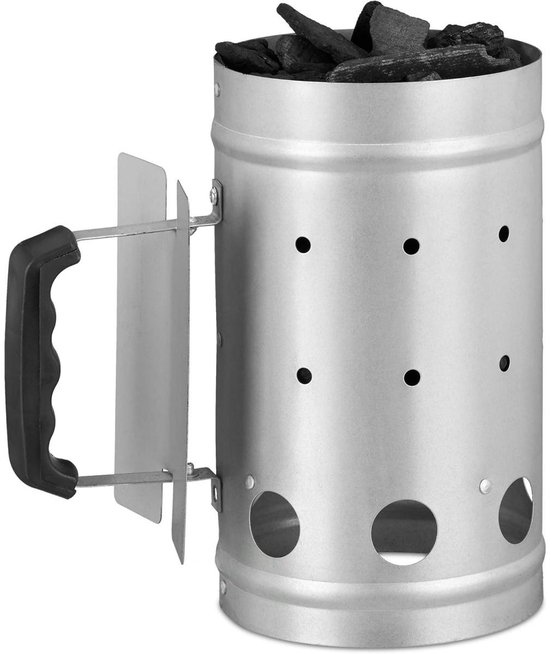 GELLDG Brikettenstarter - Houtskoolstarter - BBQ snelstarter - Barbecue aanwakkeren - Brikettenstarter - BBQ starter - Barbeque - Barbecue accessoires - Metaal - 16 x 27 cm - Zwart