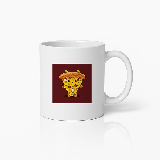 Schattige Pizza Kat Mok – Leuk Cartoon Eten Koffiebeker – Perfect Cadeau voor Pizza Liefhebbers en Foodies