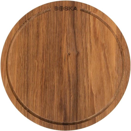 Boska Pizzaplank Friends S - BBQ Accessoires - Eikenhout - Handige opvanggeul - Ø 24 cm