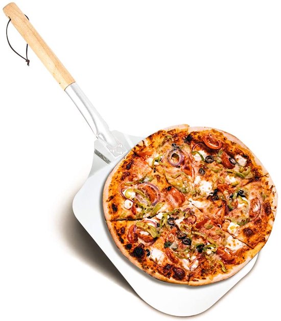 Pizza Peel Stainless Steel - Aluminum Pizza Peel with Beveled Edges - 66 cm Lengte 30,5 cm Breed - 1 Stuks - Voor Oven En Grill Zilvergrijs