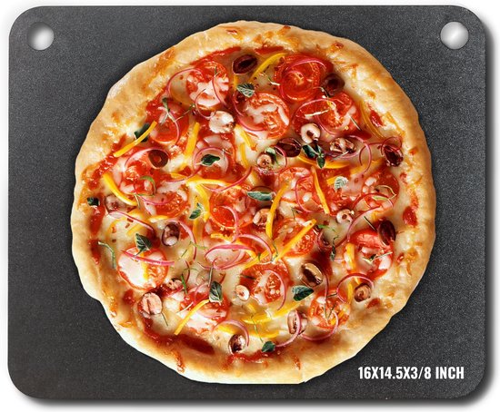 VEVOR Pizzasteen Pizzastaal 406 X 368 X 10 Mm, Pizzastaalplaat voor De Oven, Voorgekruide Pizzabaksteen Van Q235 Koolstofstaal met Hogere Geleidbaarheid voor Restaurants, CaféS, Straatwinkels