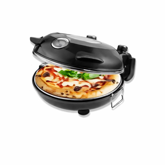 Allero Pizzaoven - Pizzamaker - Pizzaovens - 420°C - 1200 Watt - 5 Temperatuurniveaus - Elektrisch - Met Kijkvenster - 32cm