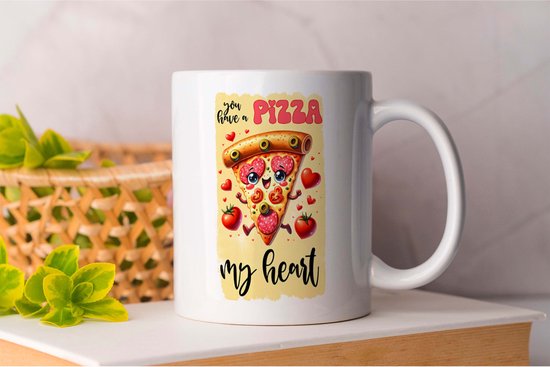 Mok My Heart is Pizza - Cute - funny - CoupleGifts - GiftForCouple - LoveGift - ValentinesGift - CadeauVoorKoppels - ValentijnsCadeau - PerfectCadeau