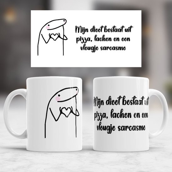 Mok Mijn dieet bestaat uit pizza, lachen en een vleugje sarcasme - Joke - Funny - Gift - Cadeau - Sarcasm - Sarcasme - Geschenk - Gift - Sarcastic