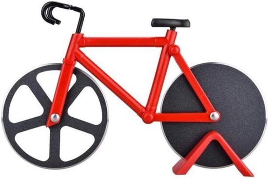 Pizzasnijder Fiets – Rood – fiets – Pizzames – Pizza roller – RVS – Pizzaschaar