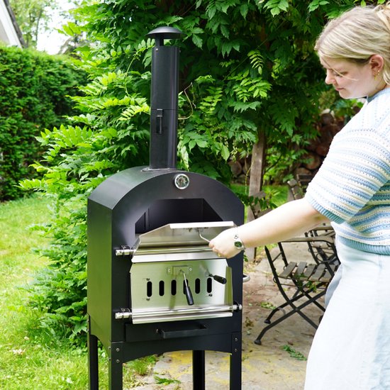 HEAT Pizzaoven Ovnhus - Houtgestookte Pizzaoven - Met Barbecue Grill - Makkelijk te Verplaatsen - 50x36x160 cm