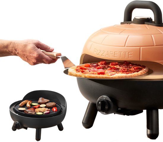 Pizzarette Outdoor - Pizzaoven - gas - pizza steen - extra grillplaat voor grillen - 400°C - gasslang - pizzaschep - digitale thermometer