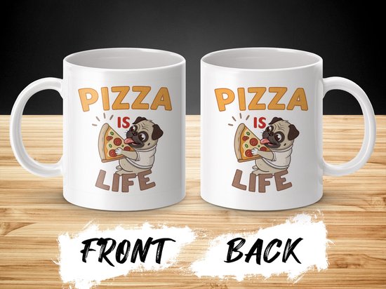 Mopshond Pizza Mok, Hond Mok, Grappige Dieren Mok, Eten Liefhebber Mok, Gepersonaliseerde Mok, Perfect Cadeau Idee, Keramische Mok