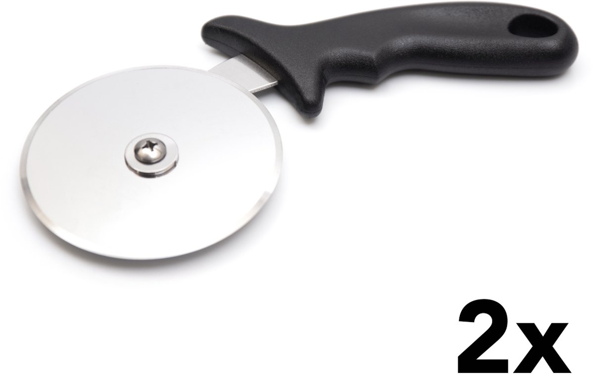 HCB® - Professionele RVS / INOX Pizzasnijder Ø 10 cm - 2 stuks - Pizza snijder - Pizzames - deegsnijder - 3490-2