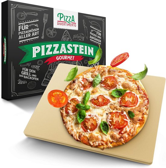 Pizza Divertimento - pizzasteen - De originele pizzasteen voor oven en gasbarbecue – Vergleich.org uitstekend – pizzasteen van cordieriet tot 900 °C – voor een knapperige bodem en sappige topping
