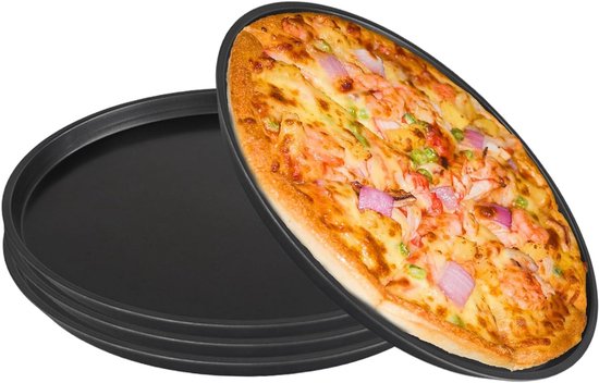 Pizzablikken Set - Bakplaten - Oven Bakken - Antiaanbaklaag - 29 cm Rond - Zwart
