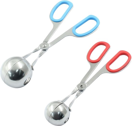 2 Pack Mini Vlees Baller Maker, 3,5 cm & 4,5 cm RVS Gehaktballen Scoop Ball Maker, Gehaktballen Maker, Cake Pop Baller Scooper, Tang voor Cake, Ijs, Cookie Deeg Scoop