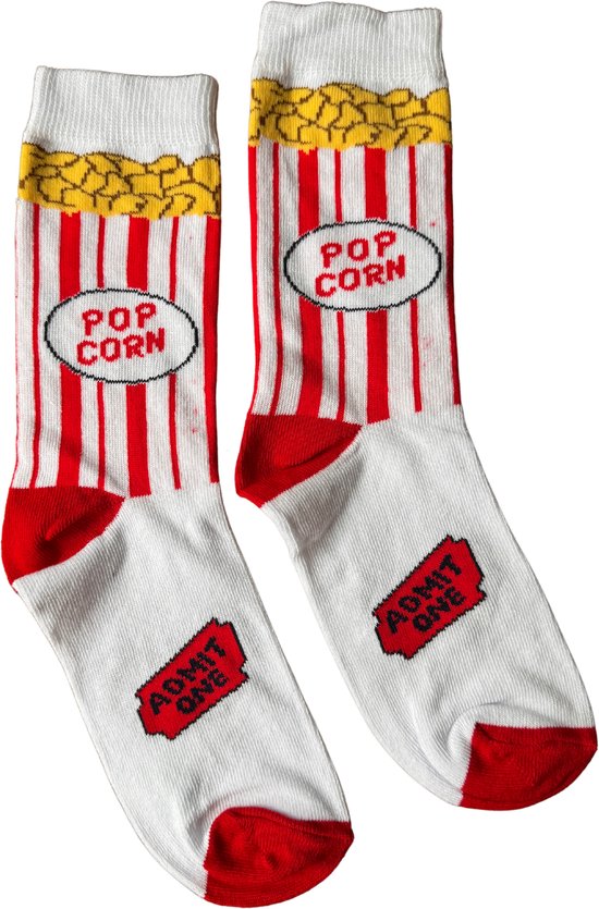 Cozi Studio Kleurrijke, Speelse en Grappige One-Size Katoen Sokken voor Mannen & Vrouwen - Pizza, Donuts, Avocado & Meer - Perfekt Cadeau, Funny Socks, Heren & Dames, Popcorn Sokken