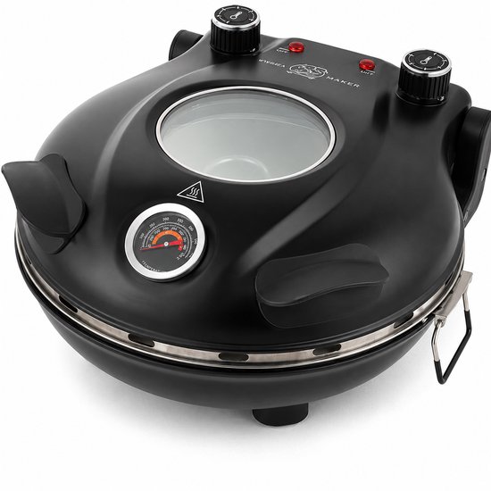 Jensaro Elektrische Pizzaoven 1200W - 420°C - 12 Inch Pizzasteen - Dubbele Temperatuurregeling - Pizza in 4 Minuten - Zwart