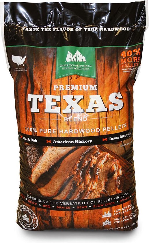 Green Mountain Grills pellets Texas Blend 12,7 kg BBQpellets - houtpellets - grillpellets geschikt voor pizza oven, bbq, grill en smoker