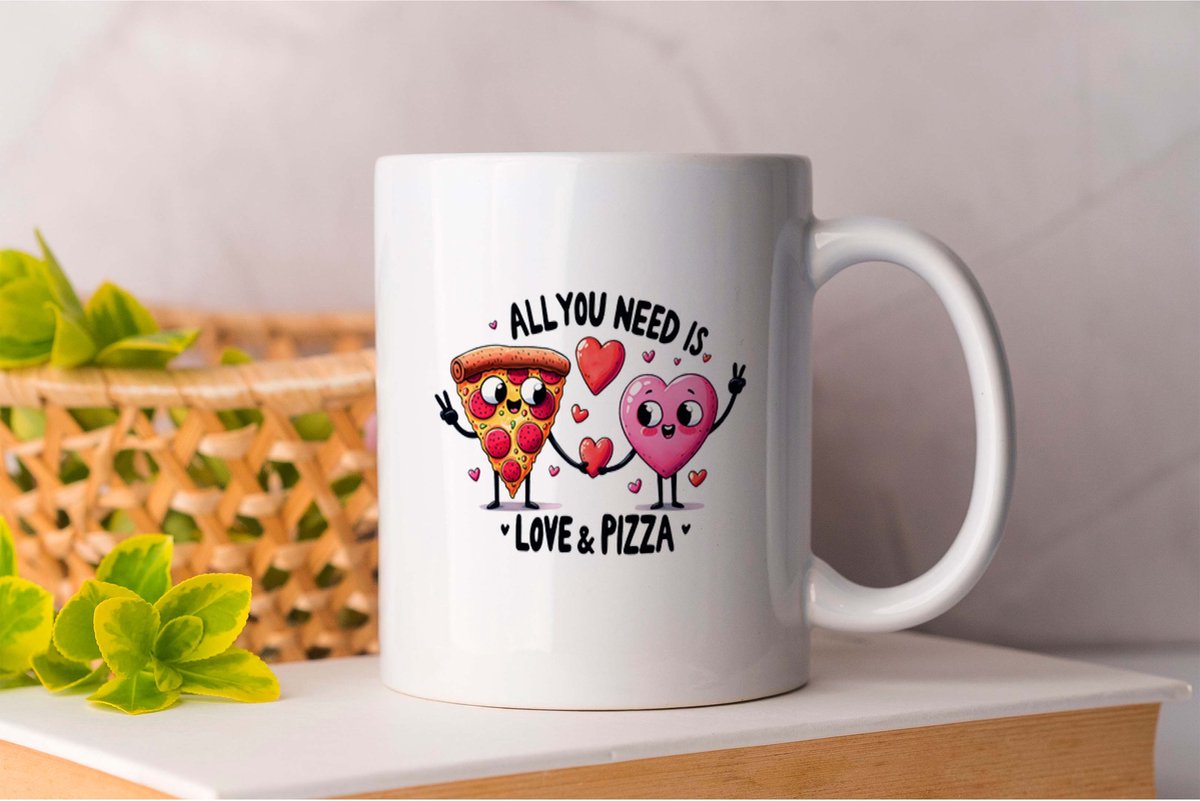 Mok All you Need is Love & Pizza - ForeverUs - Gift - Cadeau - CouplesGoals - TogetherForever - HappilyEverAfter - LoveWins - SamenGelukkig - EeuwigeLiefde - LiefdeVoorAltijd - MijnSchat