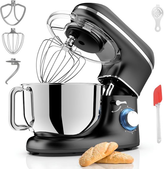Lìon® Deegmachine - Mixer met Kneedhaak - Kneedmachine - Zwart - 38cm x 24cm x 32cm