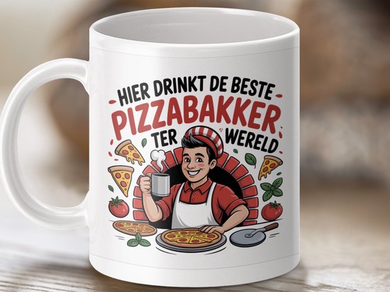Mok Beste Pizzabakker ter Wereld, Grappige Bakkers Mok, Pizza Lover Cadeau, Chef Kok Mok, Italiaans Eten Mok, Cadeau voor Pizzabakker