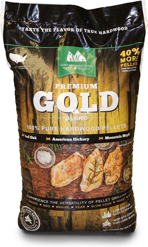 Green Mountain Grills pellets Gold Blend 12,7 kg BBQpellets - houtpellets - grillpellets geschikt voor pizza oven, bbq, grill en smoker