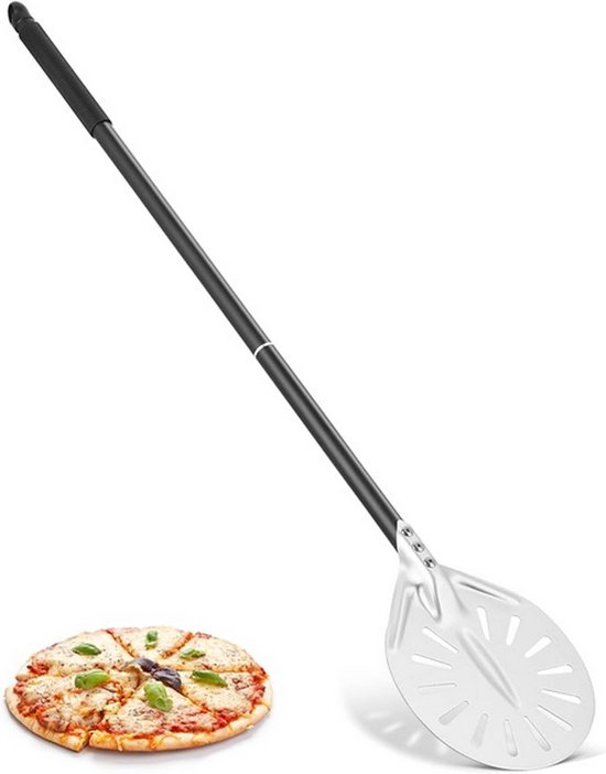 Pizzaschep Geperforeerd - Pizza Draaischep - Pizzaspatel - 6-inch Pizzaschep voor Thuisgebruik- RVS - Afneembare Lange Handgreep - Handvat van 52 cm