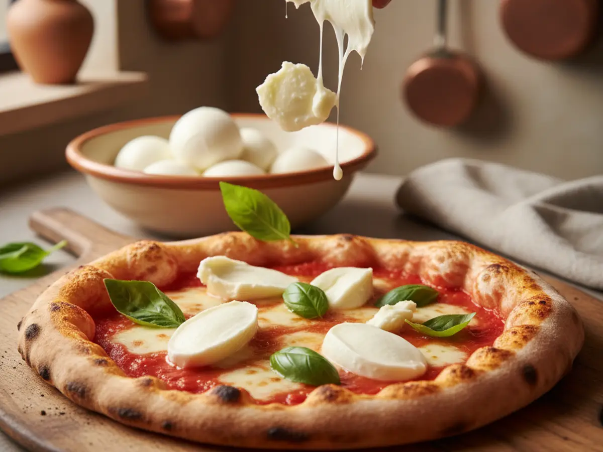 Fior di latte of buffelmozzarella op pizza