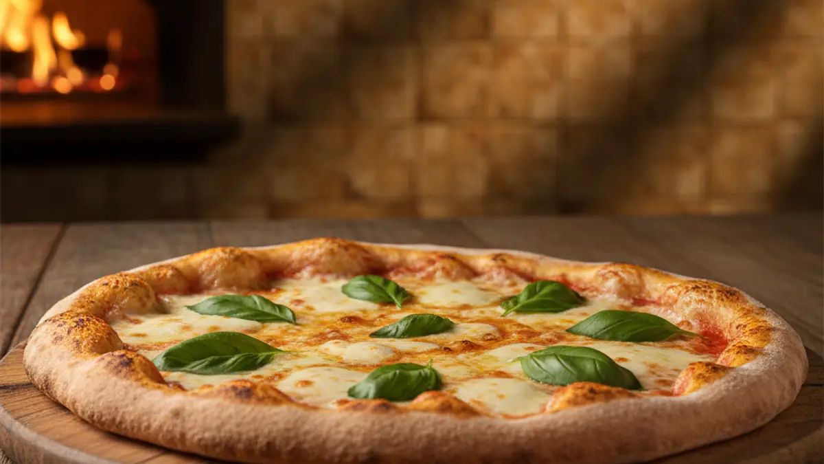 Pizza sans gluten fraîchement cuite avec de la sauce tomate et du fromage fondu