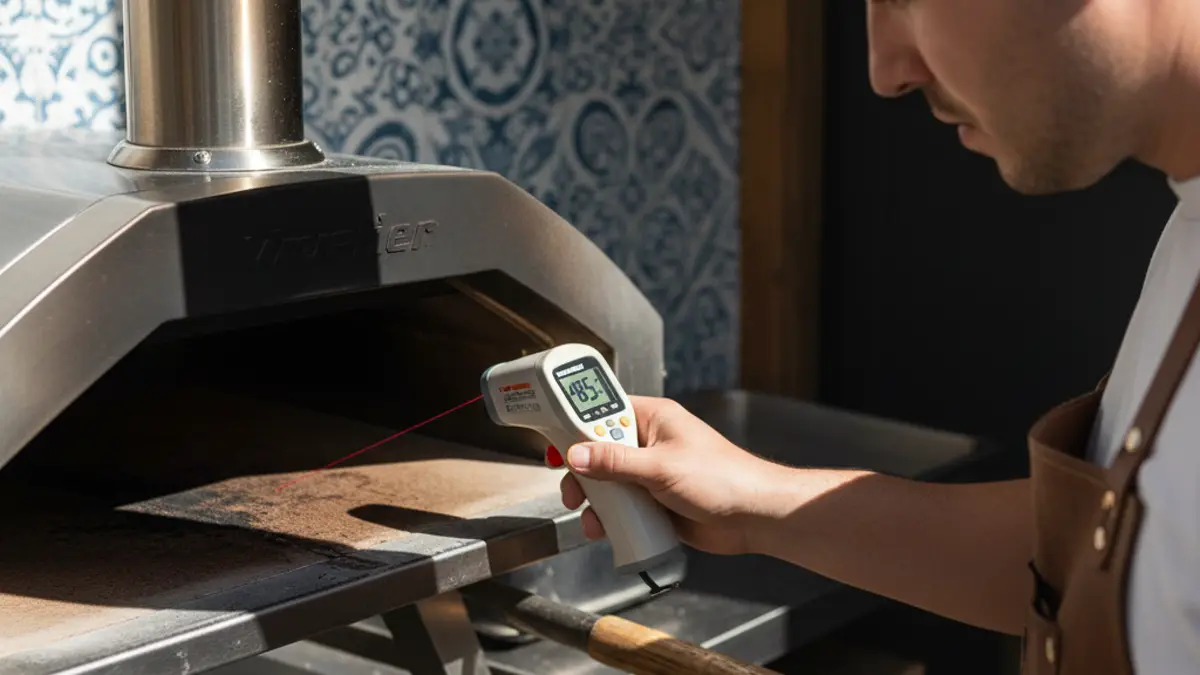 Rijzende pizzabodem op een hete ovensteen