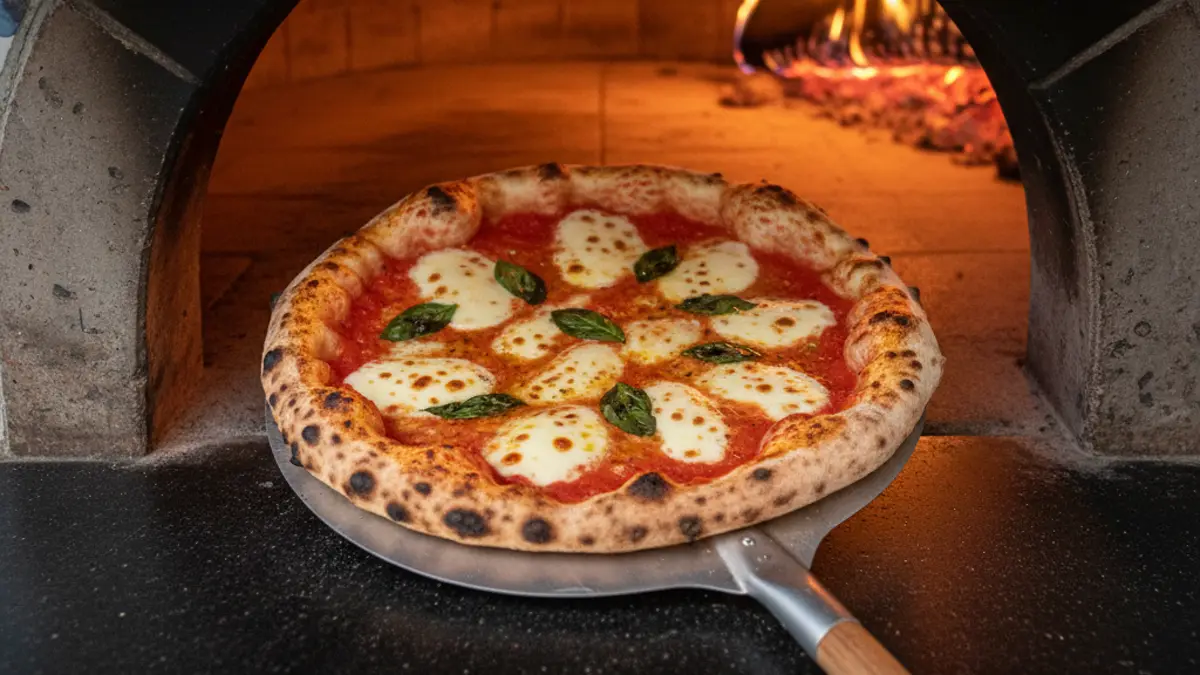 Infraroodthermometer meet de temperatuur van de pizzasteen
