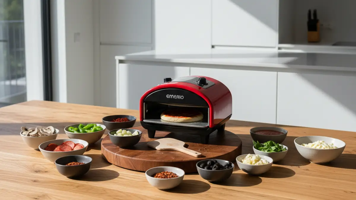 Installation sécurisée d'une Pizzarette sur une table à manger en bois avec dessous-de-plat