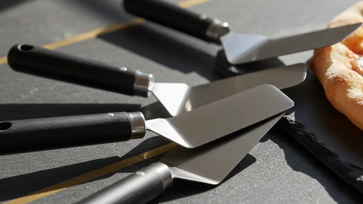 Ensemble de spatules à Pizzarette en acier inoxydable sur la table