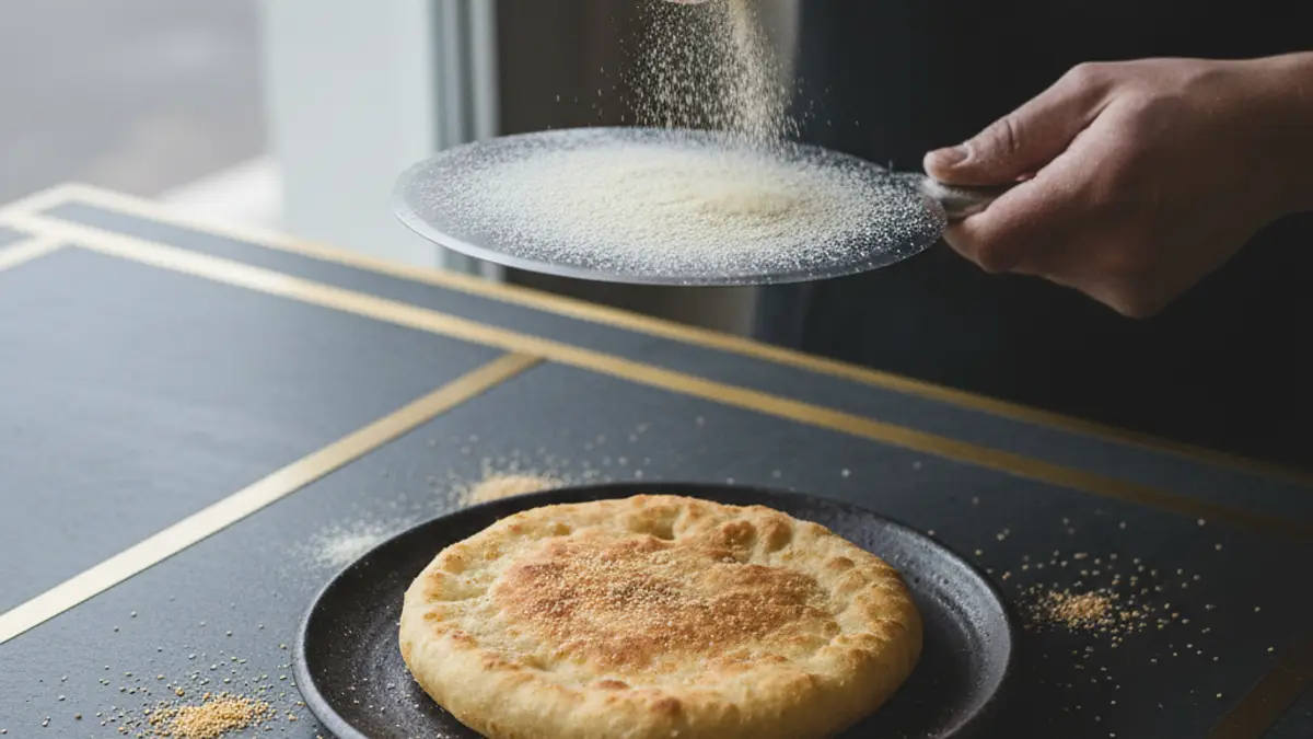 Saupoudrer de la semoule sur une petite spatule à Pizzarette