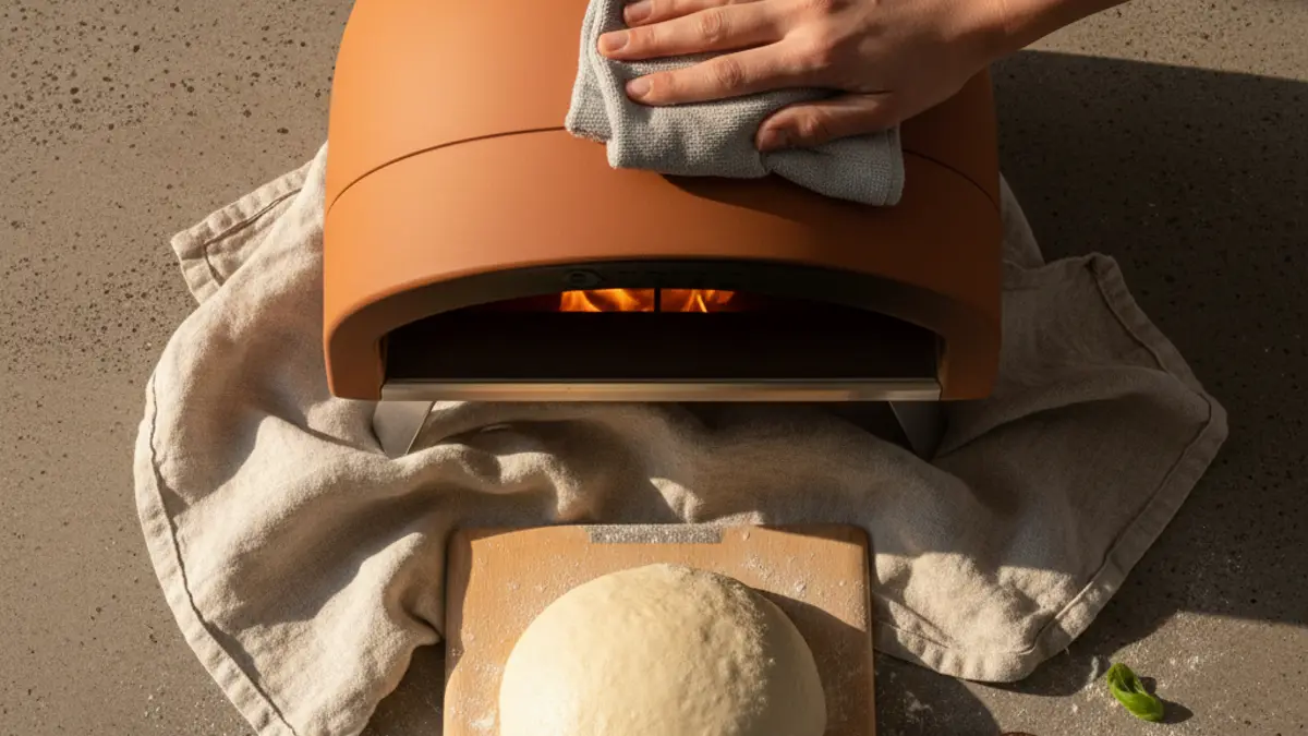Terracotta koepel schoonmaken met een microvezeldoek